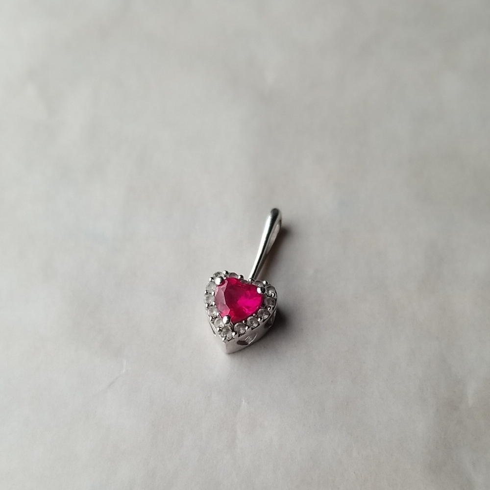 Ruby And Cubic Zirconia Heart Pendant